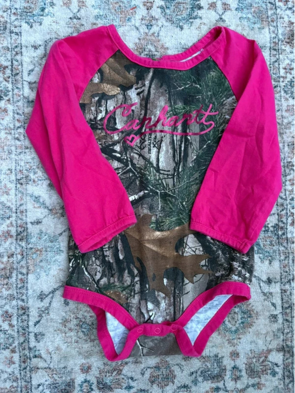 18M Girls Camo Pink Carhartt Long Sleeve Bodysuit